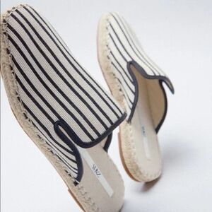 ✨Zara Cream Low Heel Fabric Mule Flats✨